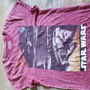 STAR WARS Millennial Falcon, X-Wing Fighters cuffed sleeves SZ.XL Tee shirt NWOT